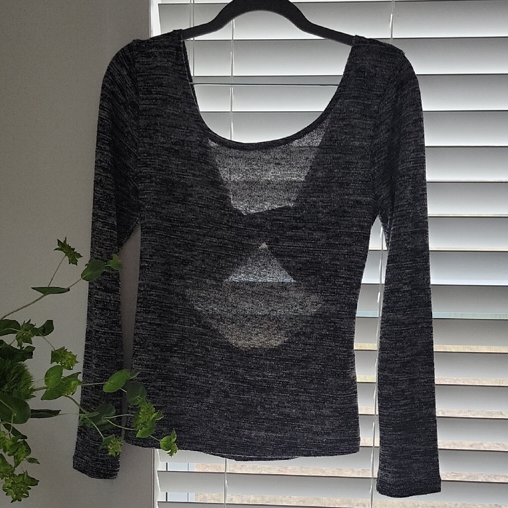 Elegant Heather Blaxk Long Sleeve Top